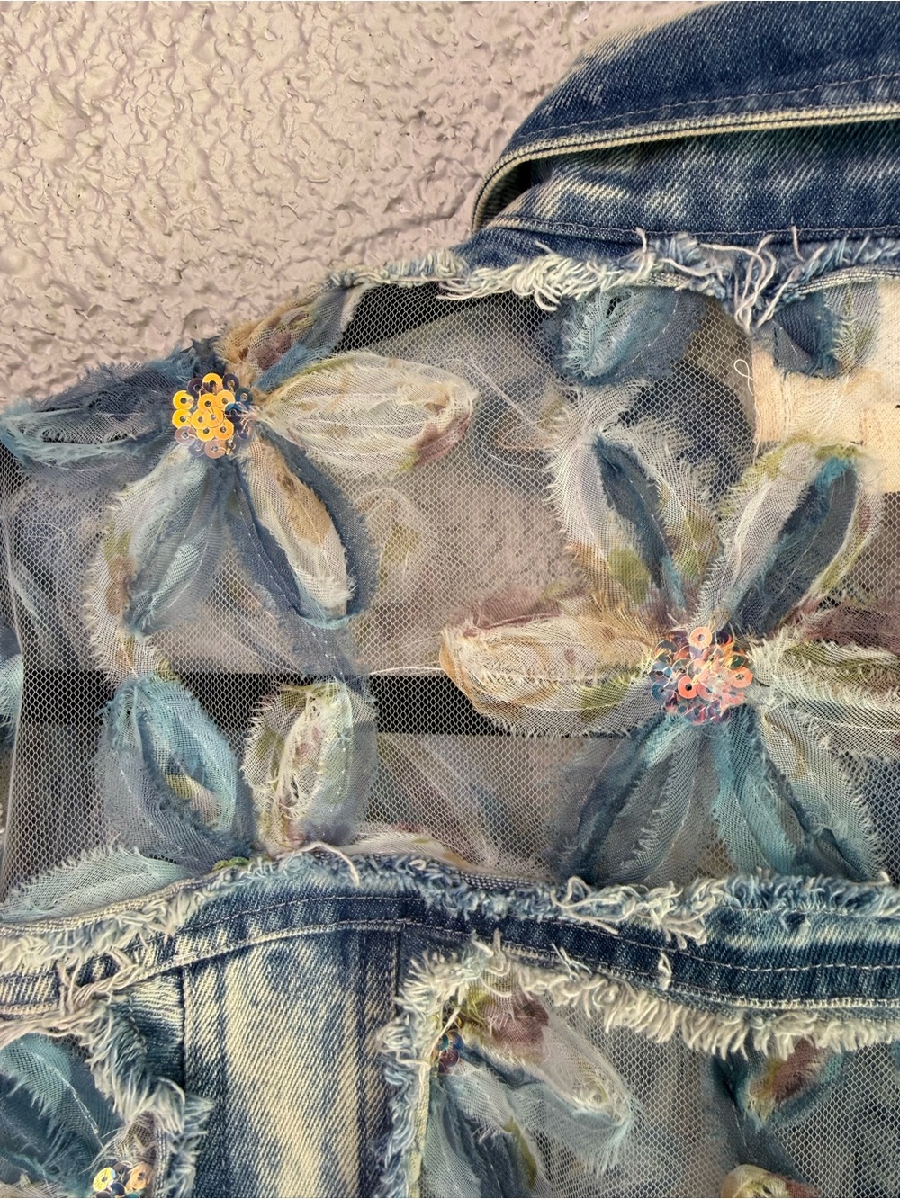 Boutique Organza 3D Embroidered Denim Glower Jacket - Picture 3 of 6